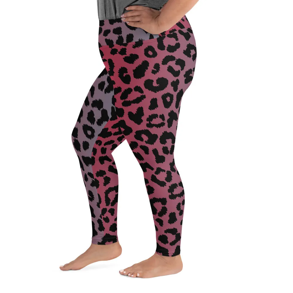 South Central Girl Pink Ombre Leopard  Plus Size Leggings