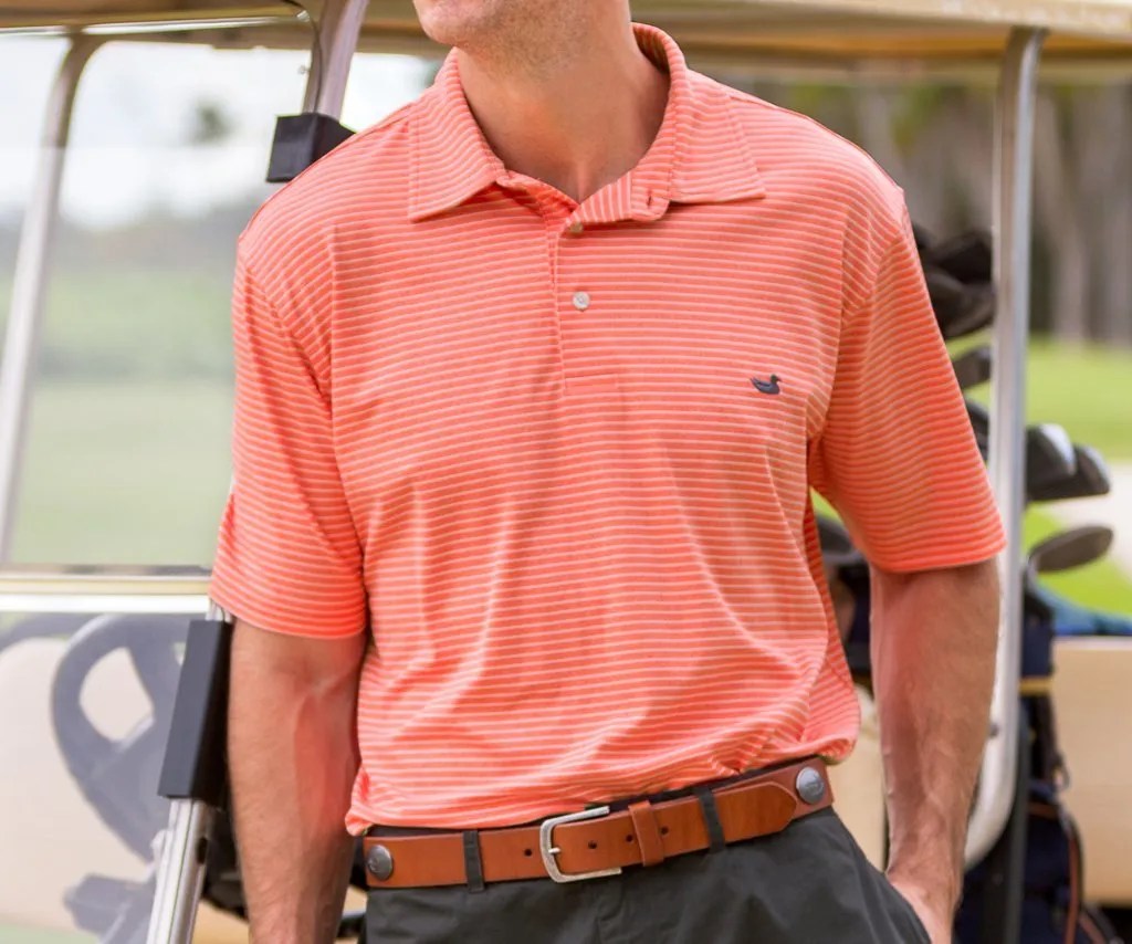 Southern Marsh Baldwin Performance Polo- Coral 