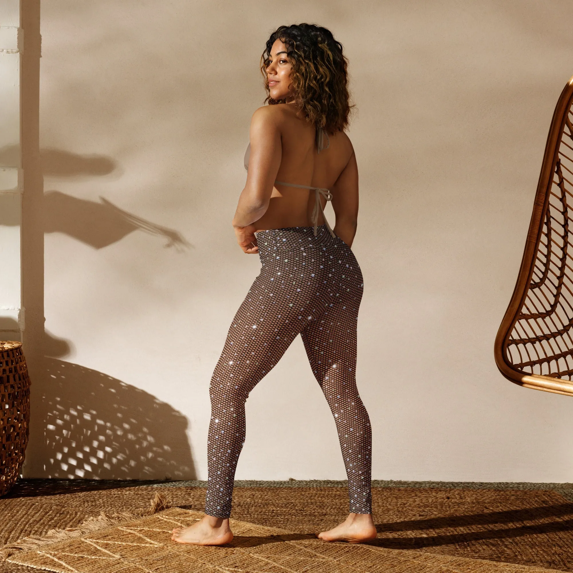 Sparkle Fishnet Print Yoga Leggings