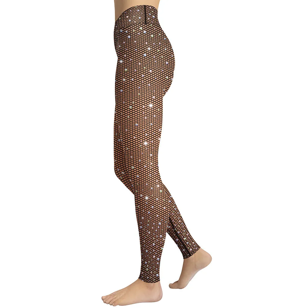 Sparkle Fishnet Print Yoga Leggings