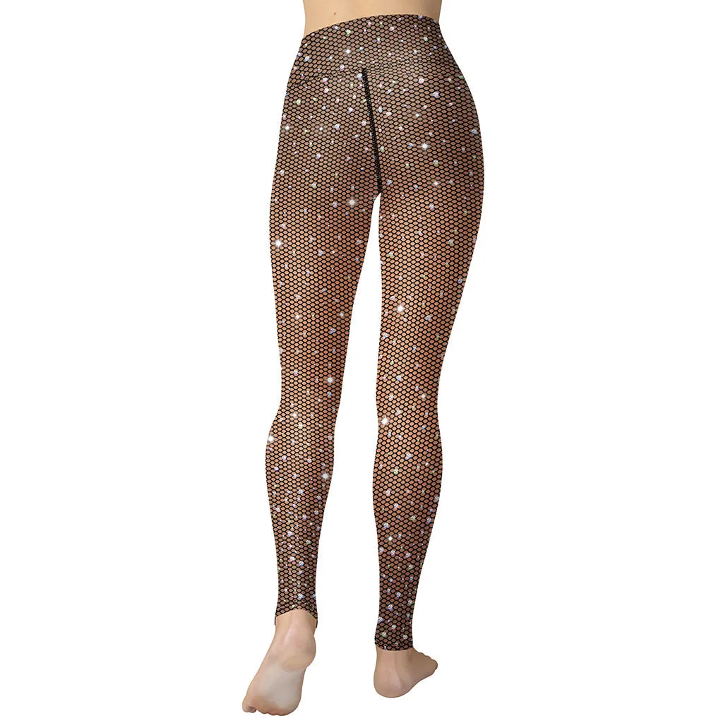 Sparkle Fishnet Print Yoga Leggings