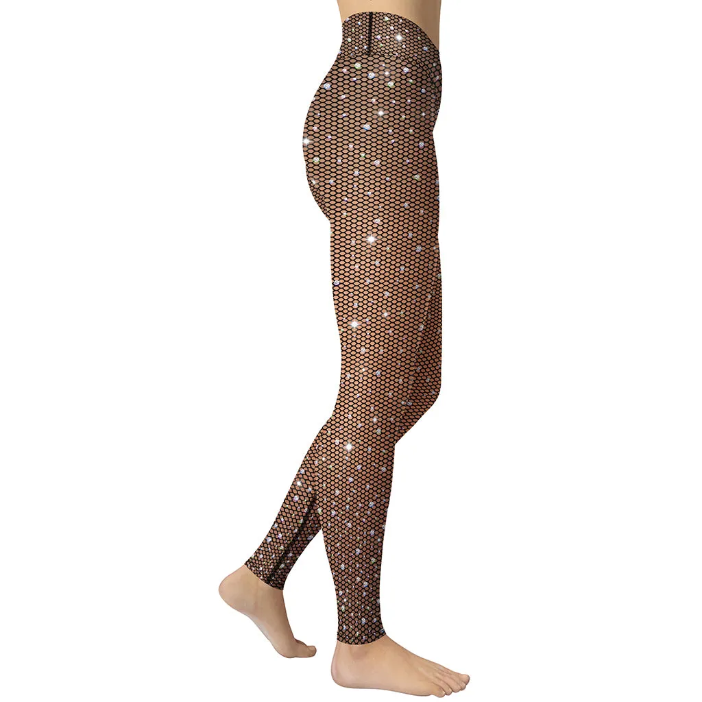 Sparkle Fishnet Print Yoga Leggings