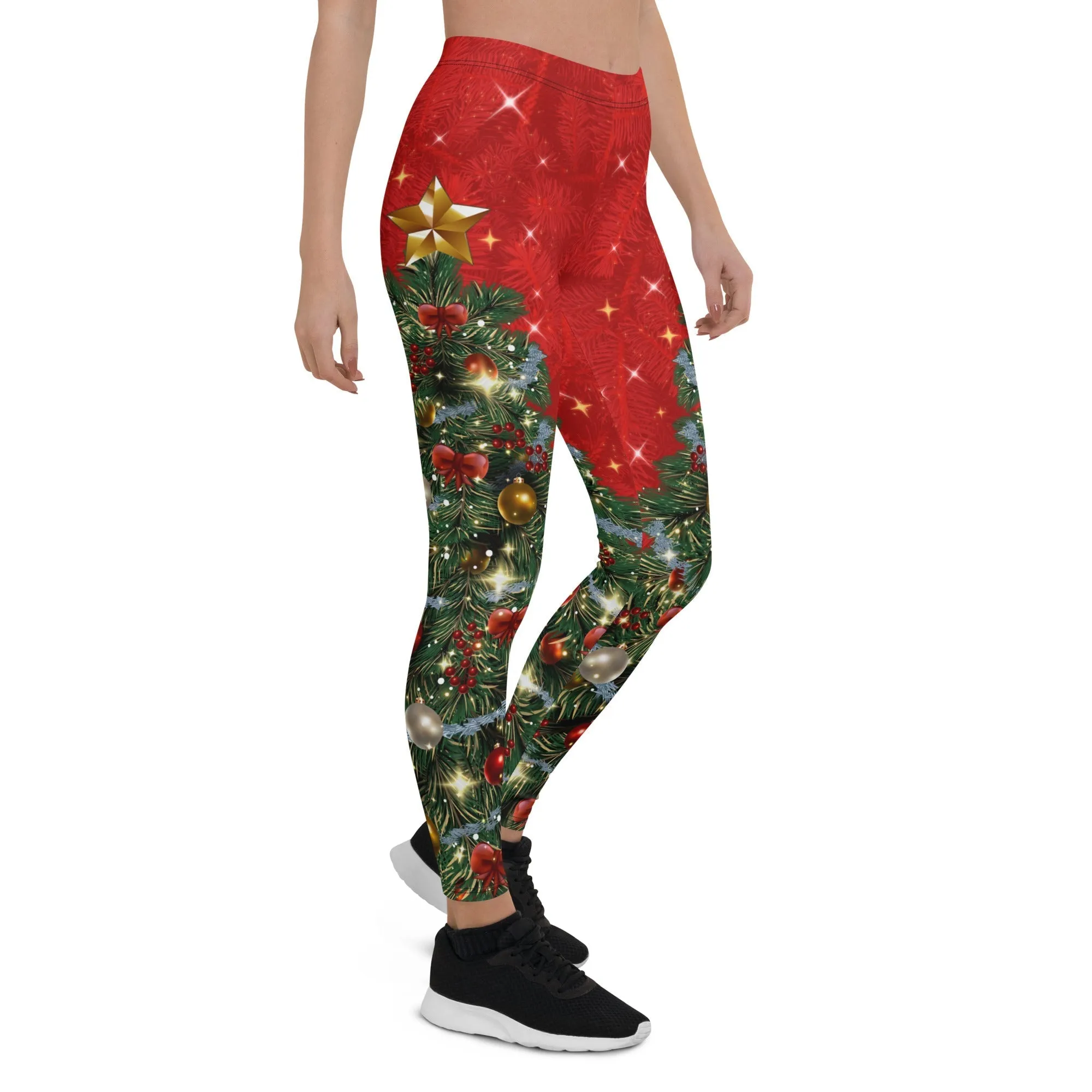 Sparkly Print Christmas Tree Leggings