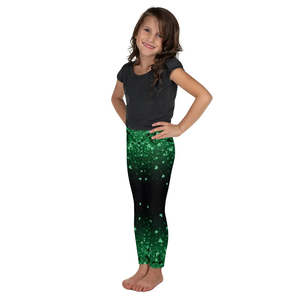 St. Patrick's Day Glitter Print Kid's Leggings