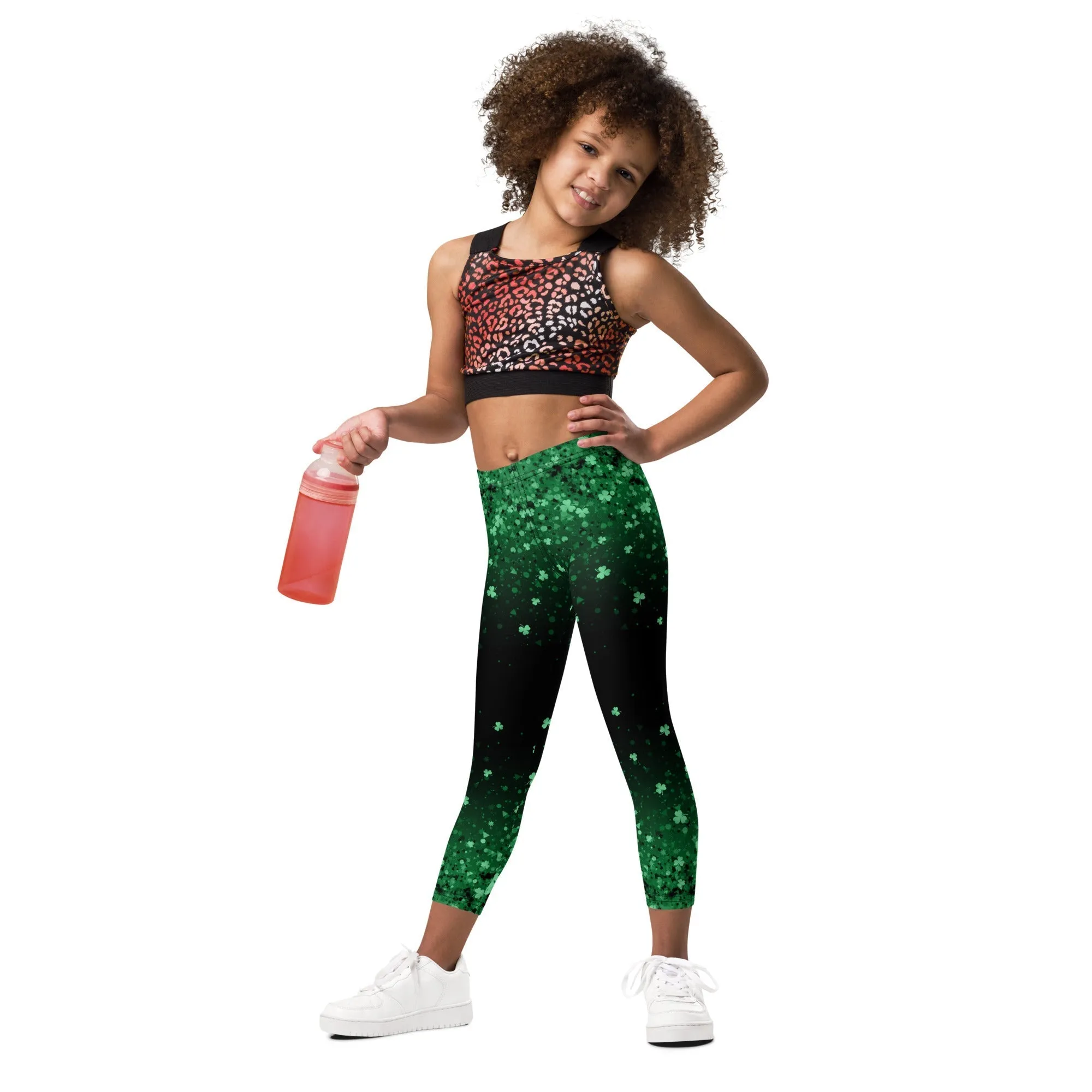 St. Patrick's Day Glitter Print Kid's Leggings