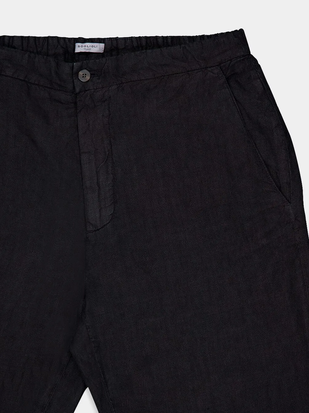 Tailored Black Linen Trousers