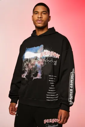 Tall Boxy Renaissance Puff Print Hoodie | boohooMAN UK