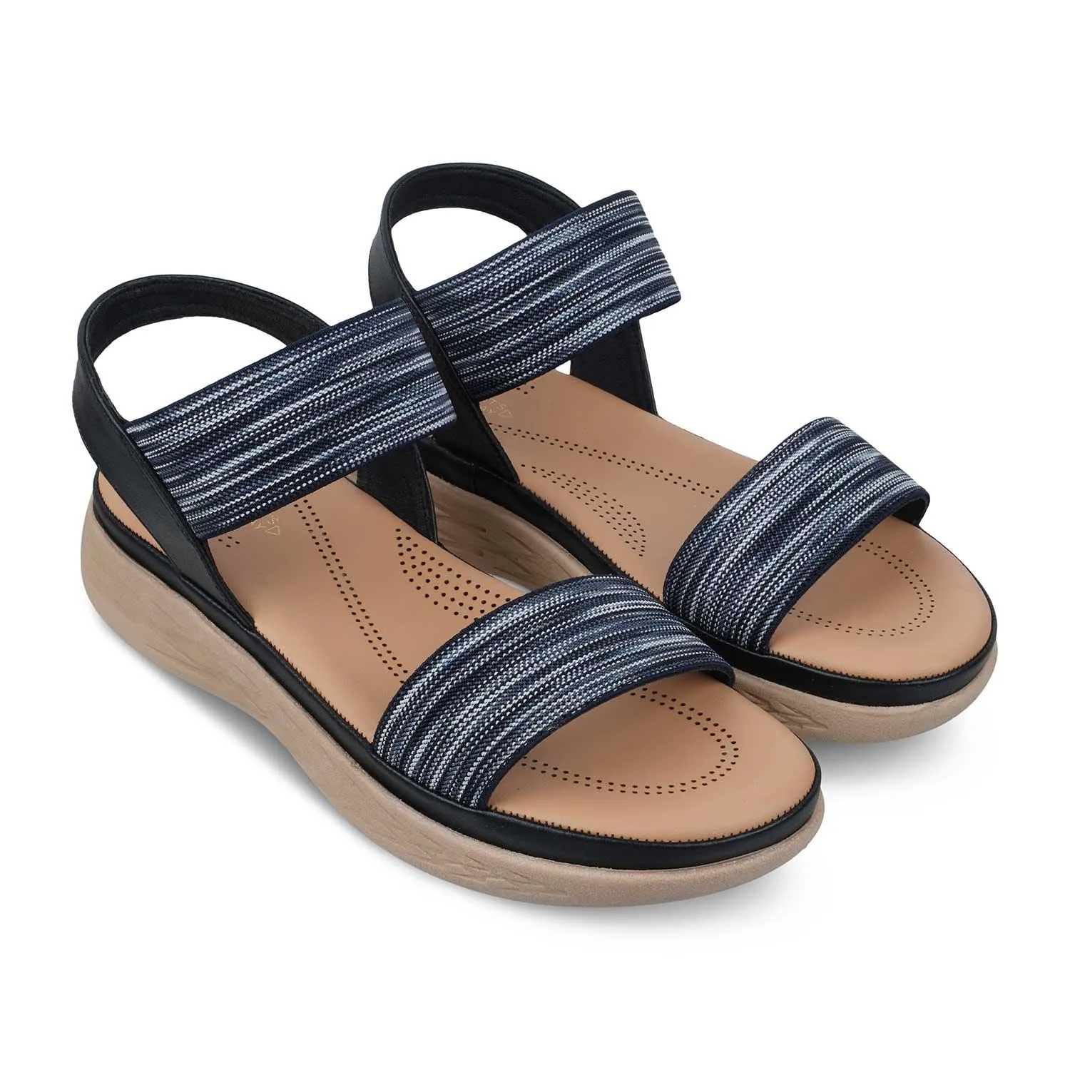 The Hintle Black Women's Casual Wedge Sandals Tresmode