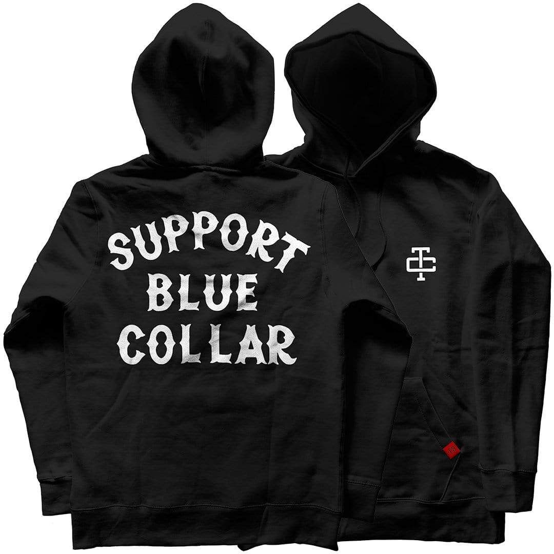 Troll Co. Men's Support Blue Collar Hoodie in Black