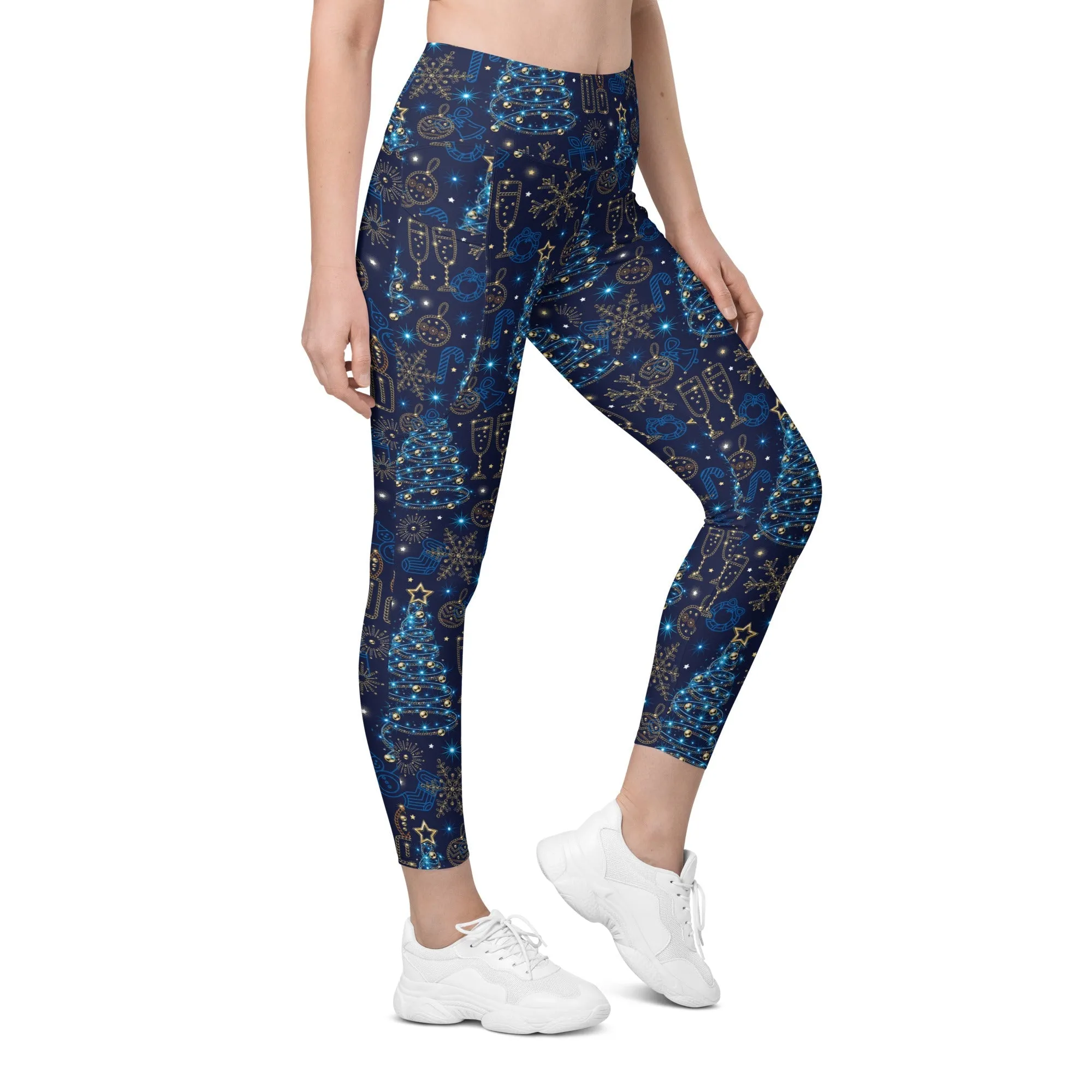 Twinkling Tinsel Dreams Leggings With Pockets