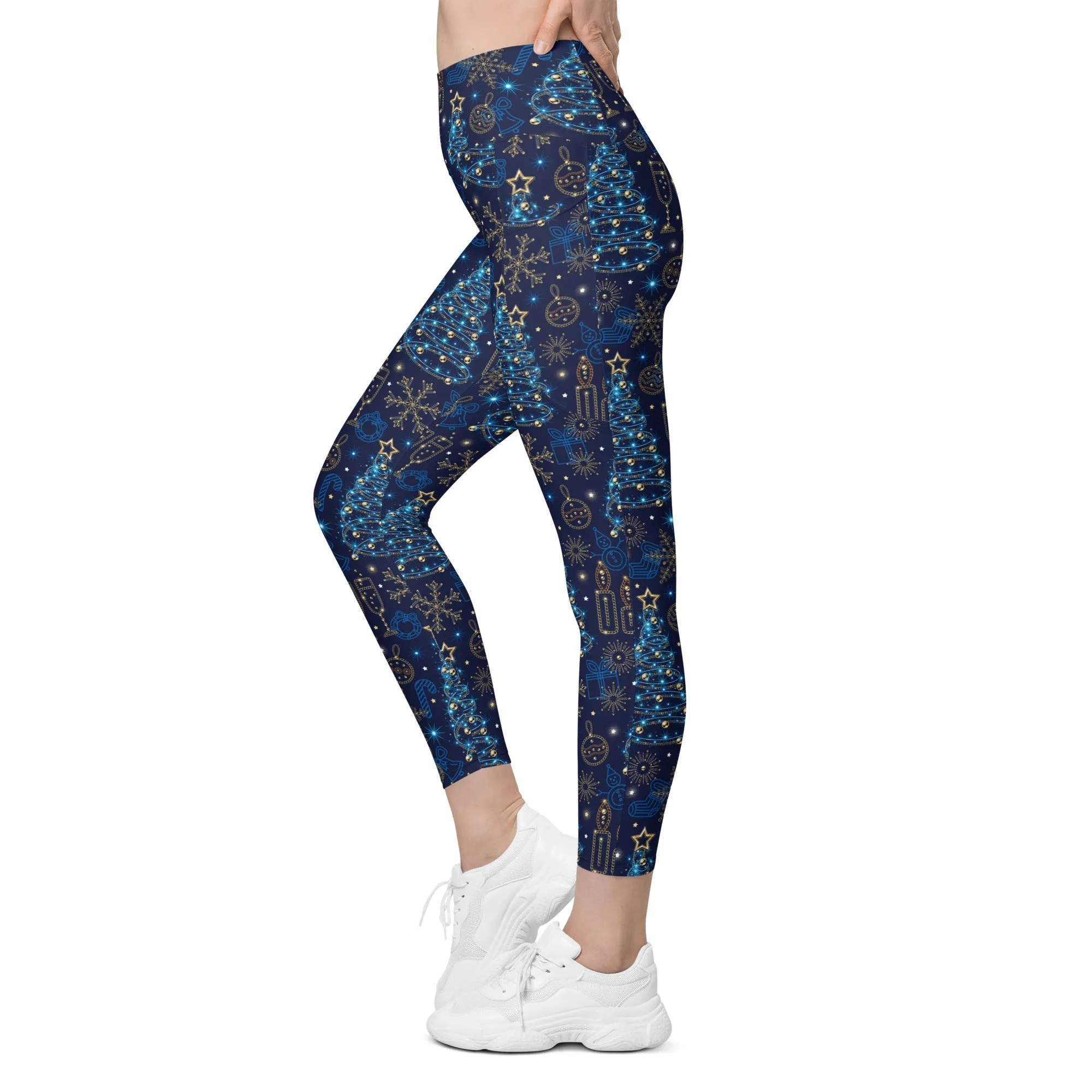 Twinkling Tinsel Dreams Leggings With Pockets