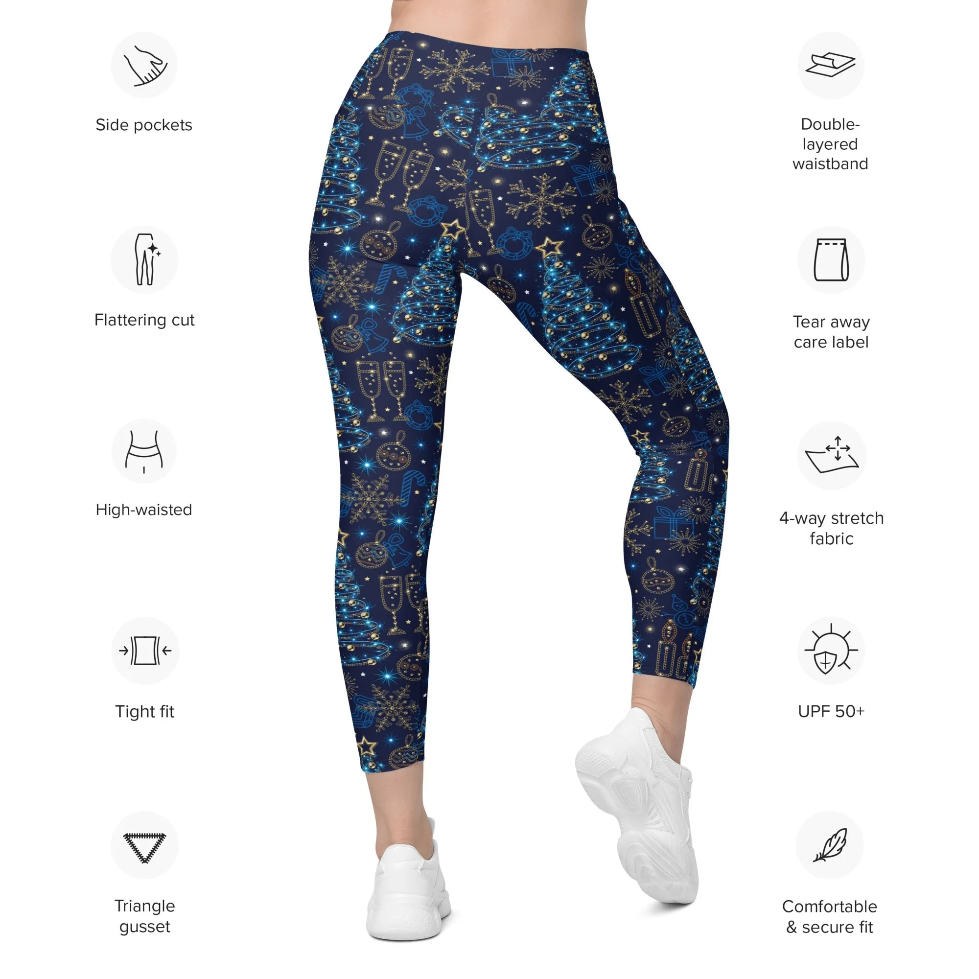 Twinkling Tinsel Dreams Leggings With Pockets