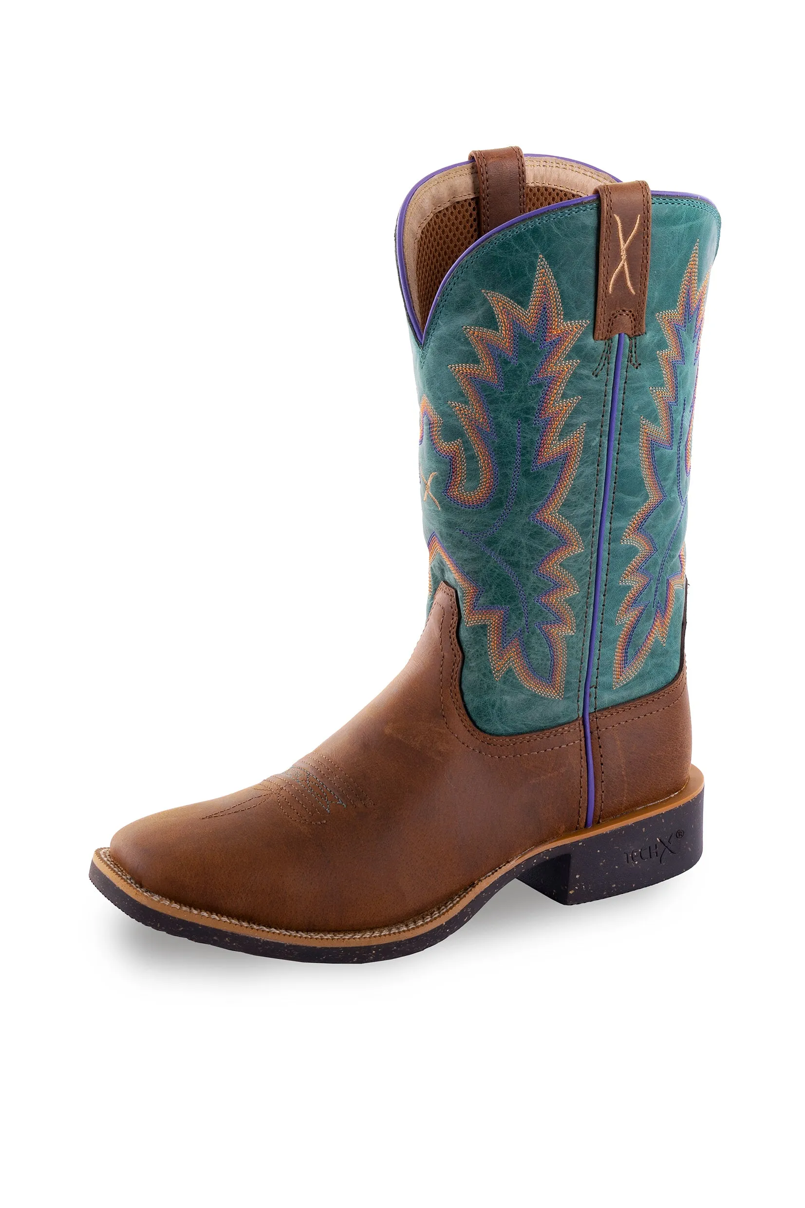 Twisted X Ladies 11” Tech X2 Boot - Cinnamon/Turquoise - TCWXTR005