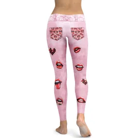 Valentine Lips Denim Print Leggings