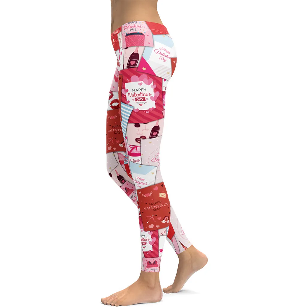 Valentine's Day Cards Leggings