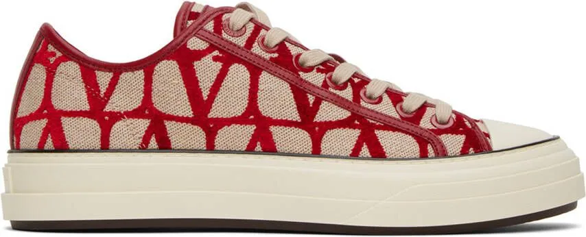 Valentino Garavani Red & Beige Totaloop Sneakers