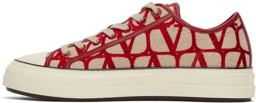 Valentino Garavani Red & Beige Totaloop Sneakers