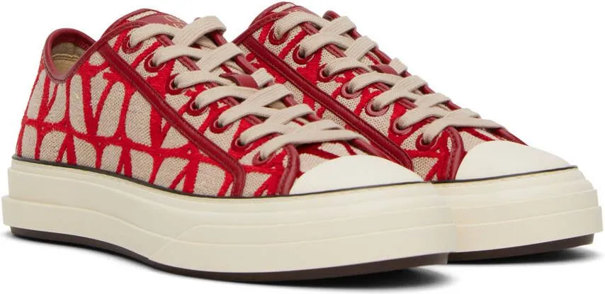 Valentino Garavani Red & Beige Totaloop Sneakers