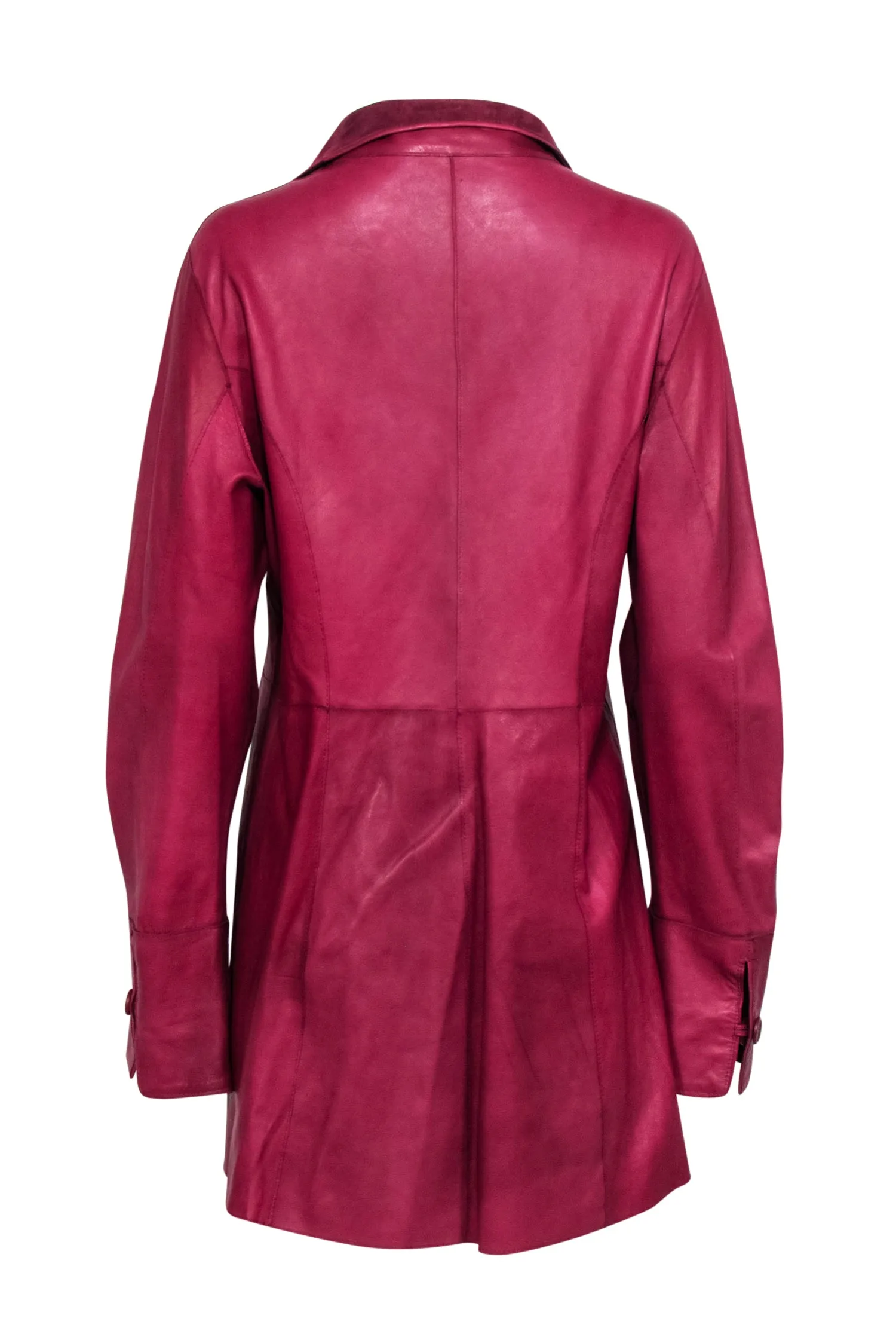 Vera Pelle - Burgundy Reversible Leather & Suede Jacket Sz L