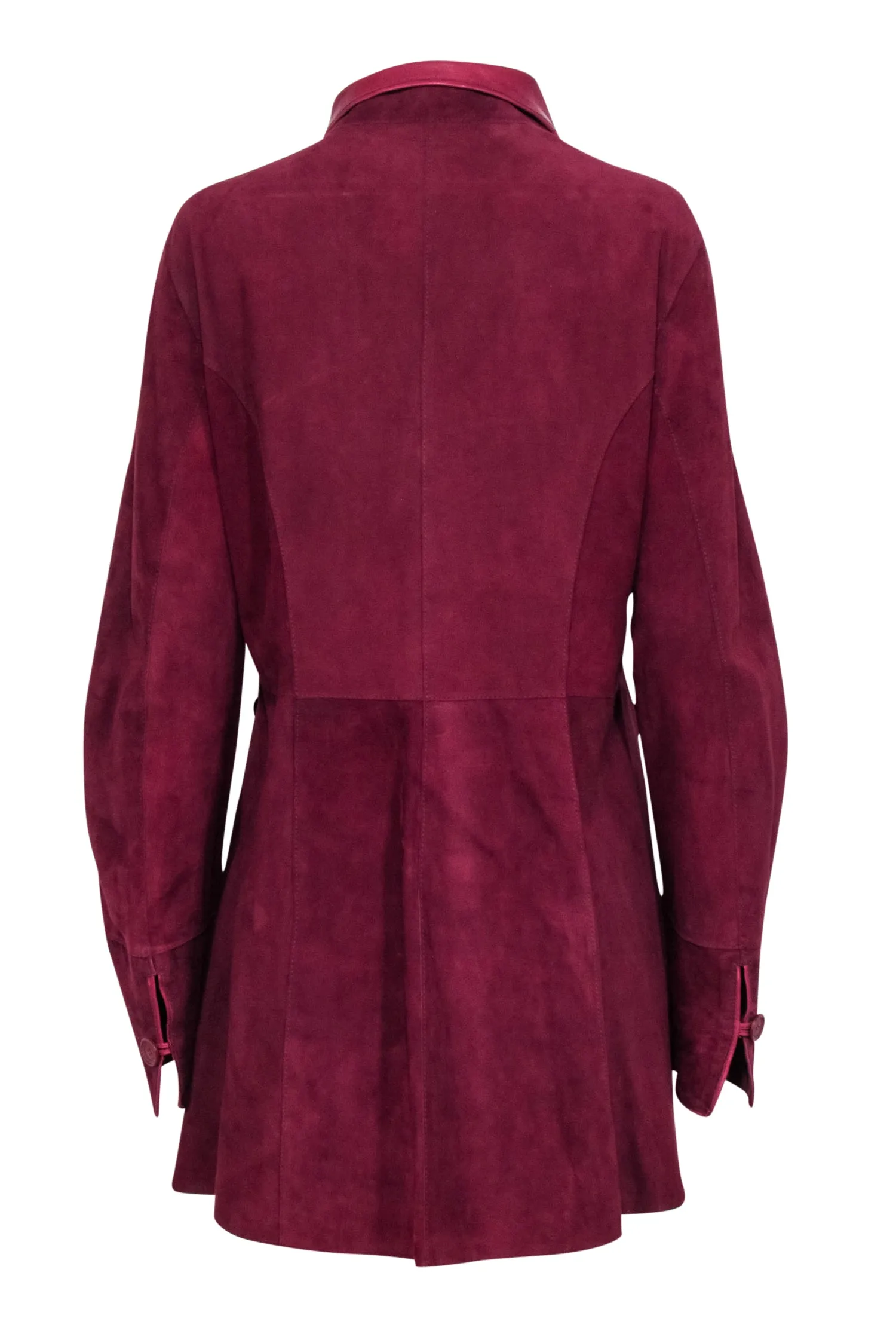 Vera Pelle - Burgundy Reversible Leather & Suede Jacket Sz L