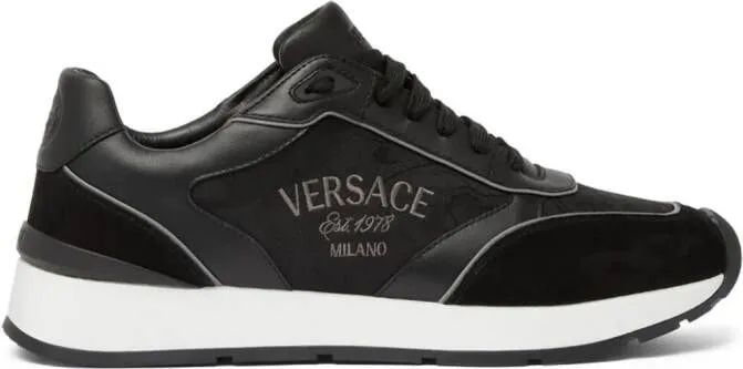 Versace logo-embroidered panelled sneakers Black