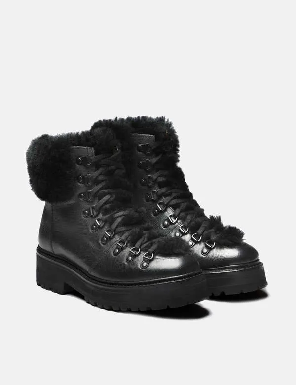 Vintage Leather Nettie Hiker Boot - Black