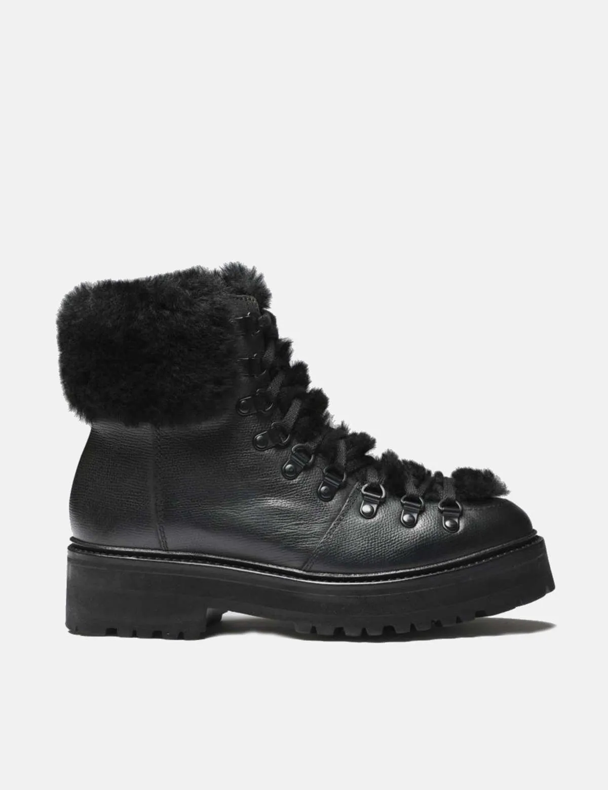 Vintage Leather Nettie Hiker Boot - Black