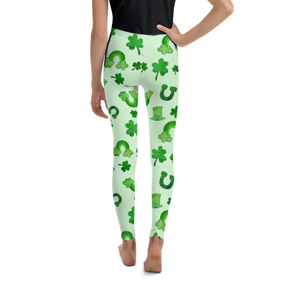 Watercolor St. Patrick's Day Youth Leggings