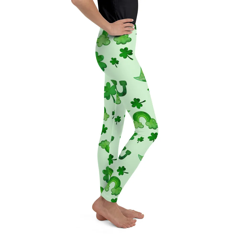 Watercolor St. Patrick's Day Youth Leggings