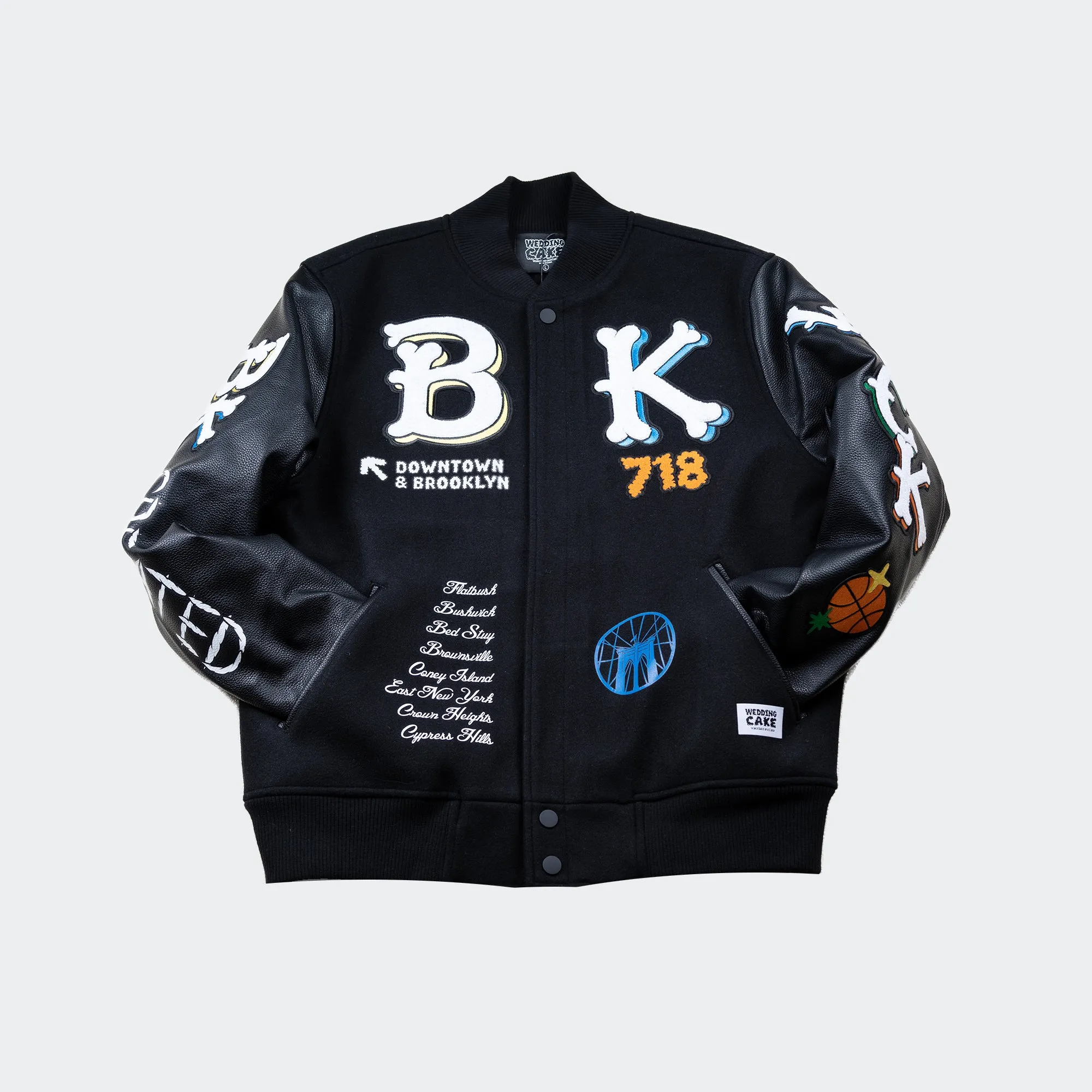 Wedding Cake Brooklyn Varsity Jacket Black