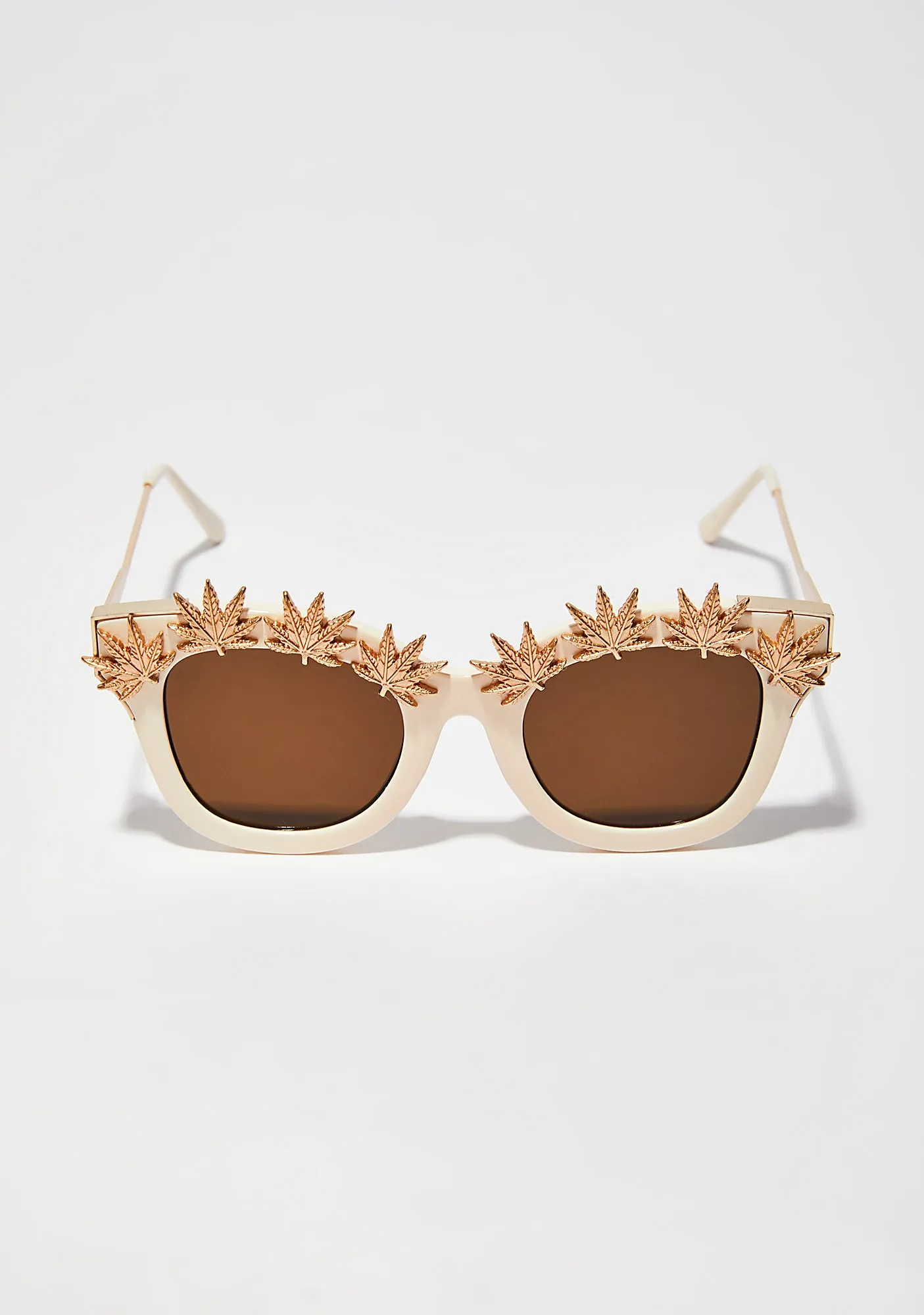 Weed Leaf Embellished Sunglasses-