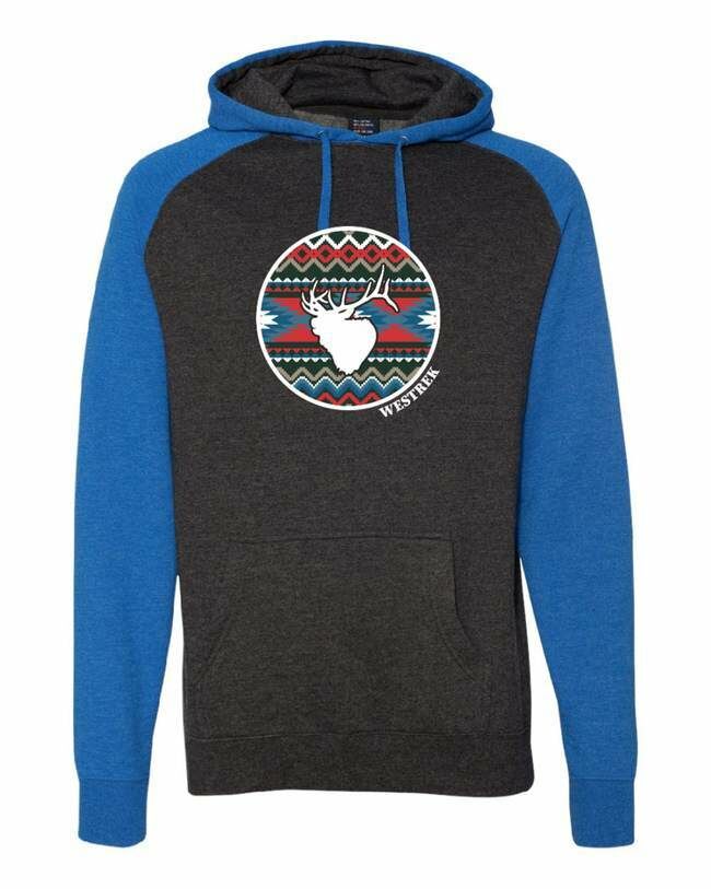 Westrek Hunting Men's Aztec Elk Hoodie in Royal Blue