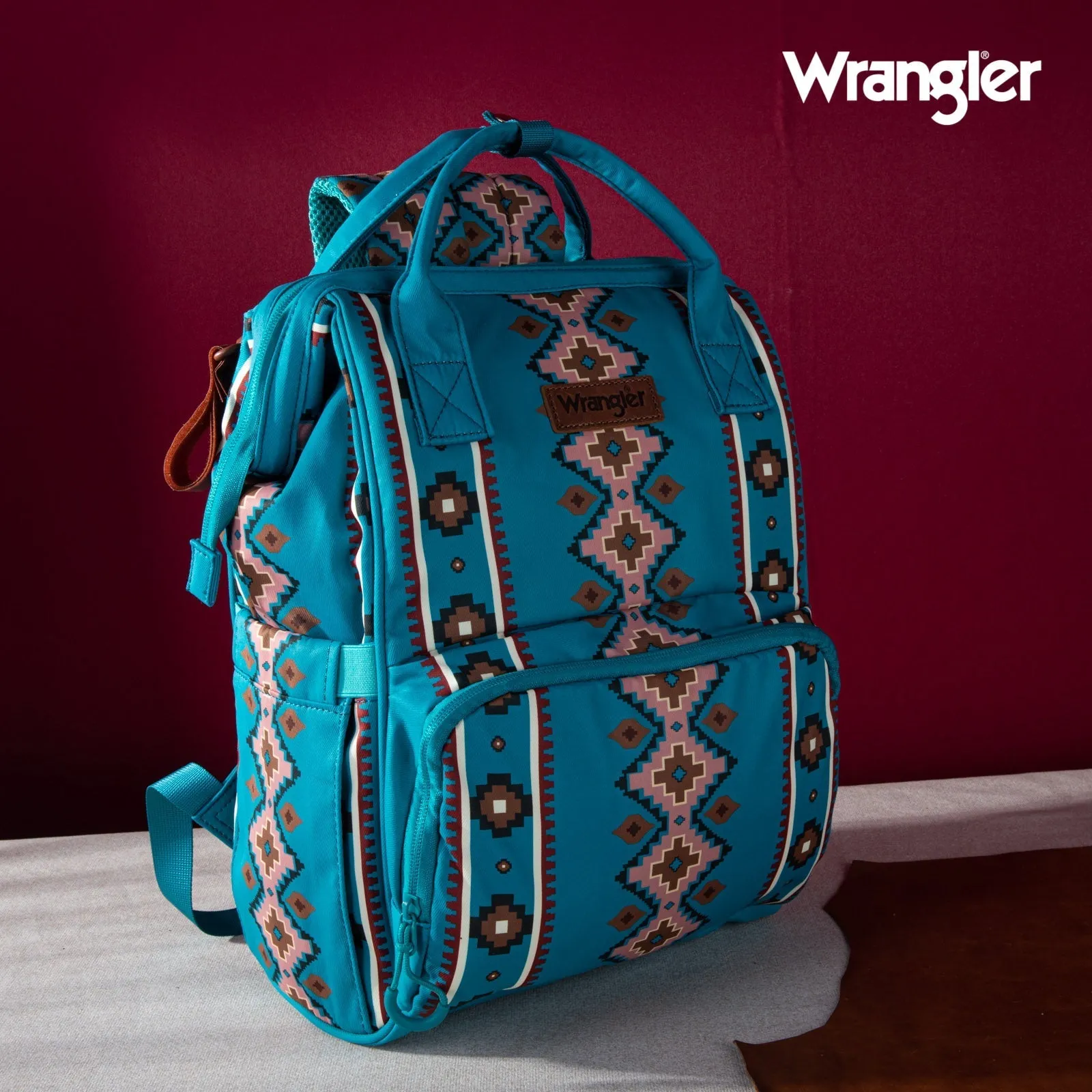 WG2204-9110  Wrangler Aztec Printed Callie Backpack - Turquoise