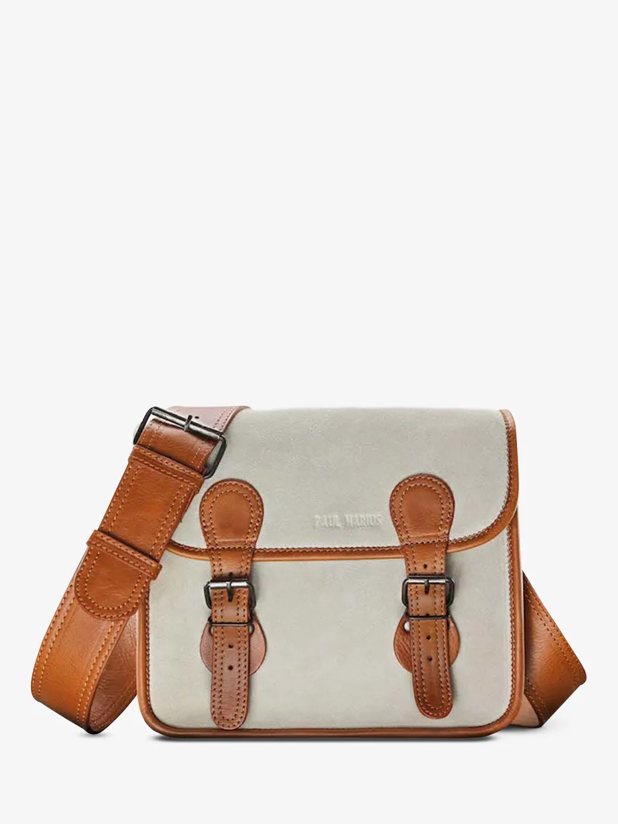 White Leather Shoulder Bag - LaSacoche S Pampa Light Brown / Chalk | PAUL MARIUS