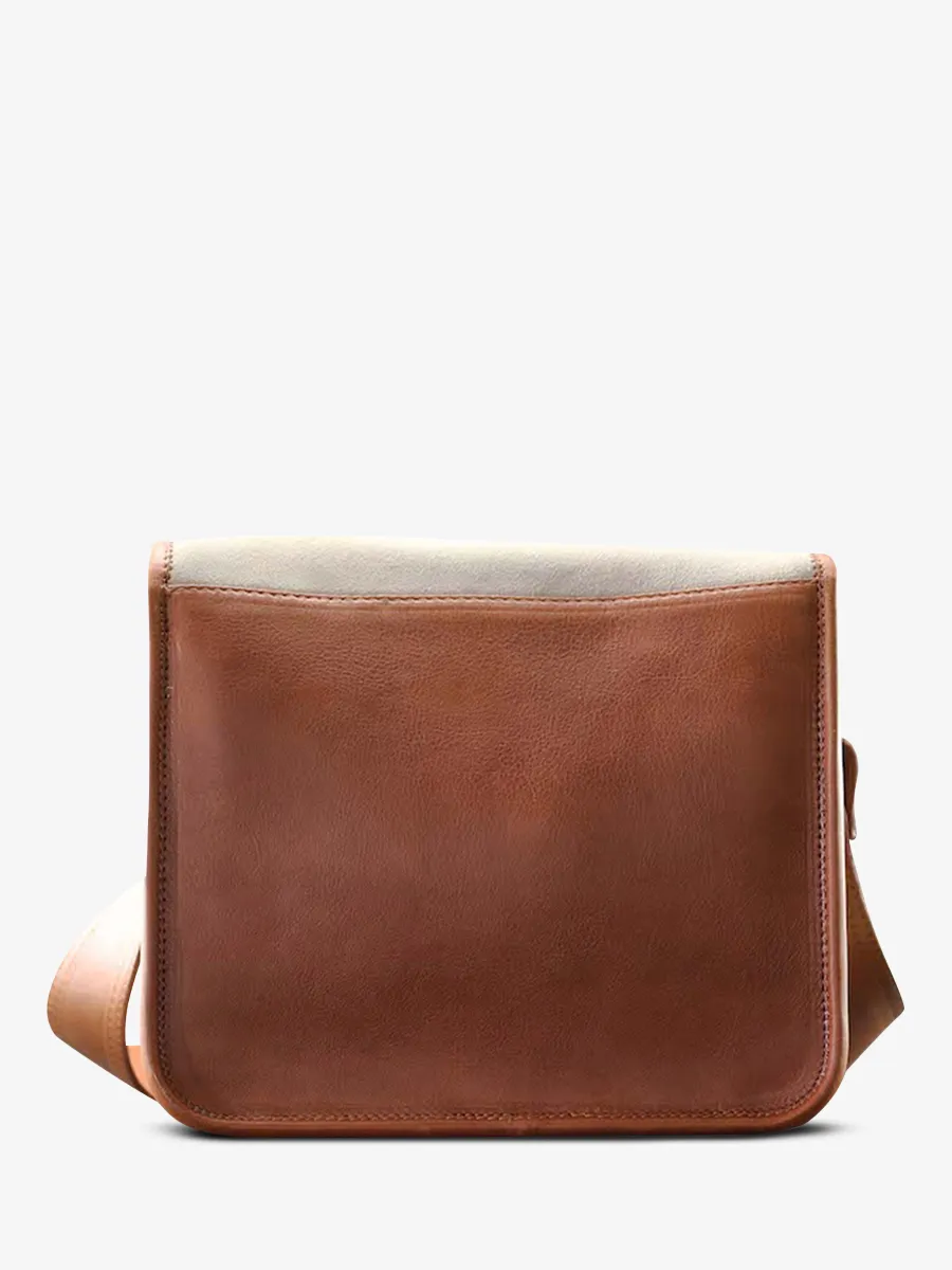 White Leather Shoulder Bag - LaSacoche S Pampa Light Brown / Chalk | PAUL MARIUS