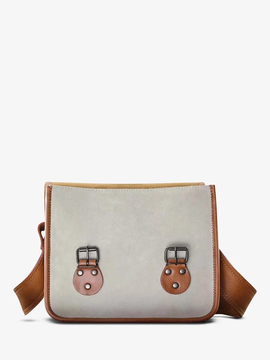 White Leather Shoulder Bag - LaSacoche S Pampa Light Brown / Chalk | PAUL MARIUS