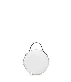 White round leather shoulder bag