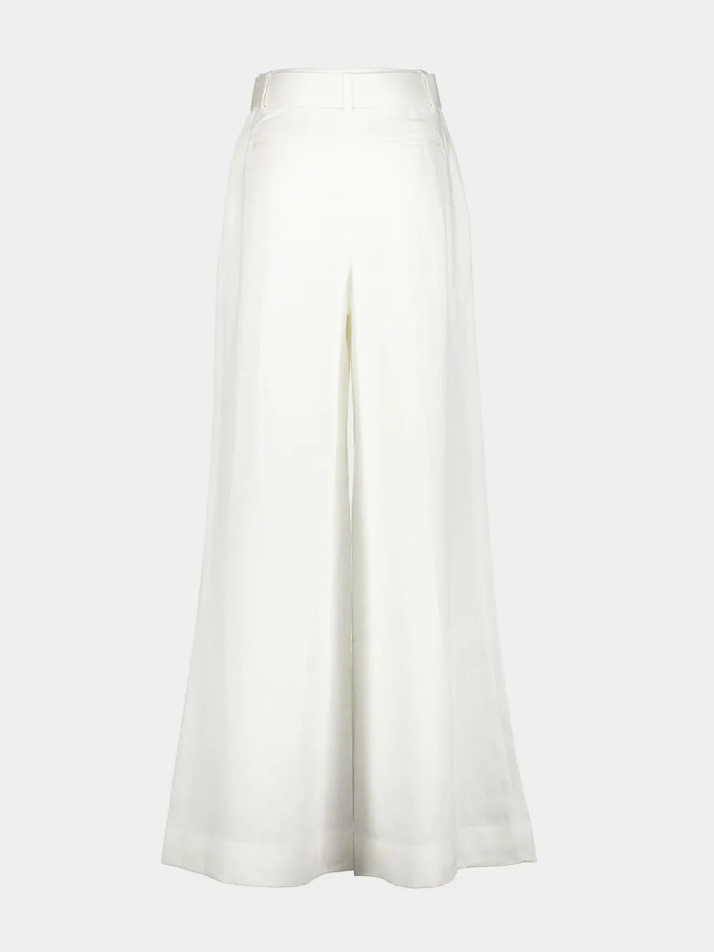 White Wide-Leg Linen Trousers