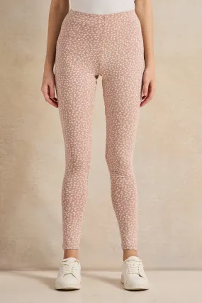 Women Pink Printed Leggings