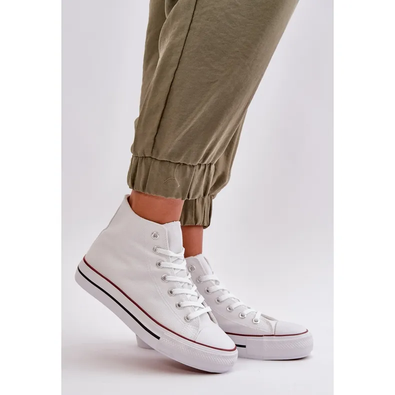 Women's Fabric Sneakers Over the Ankle White Onaria