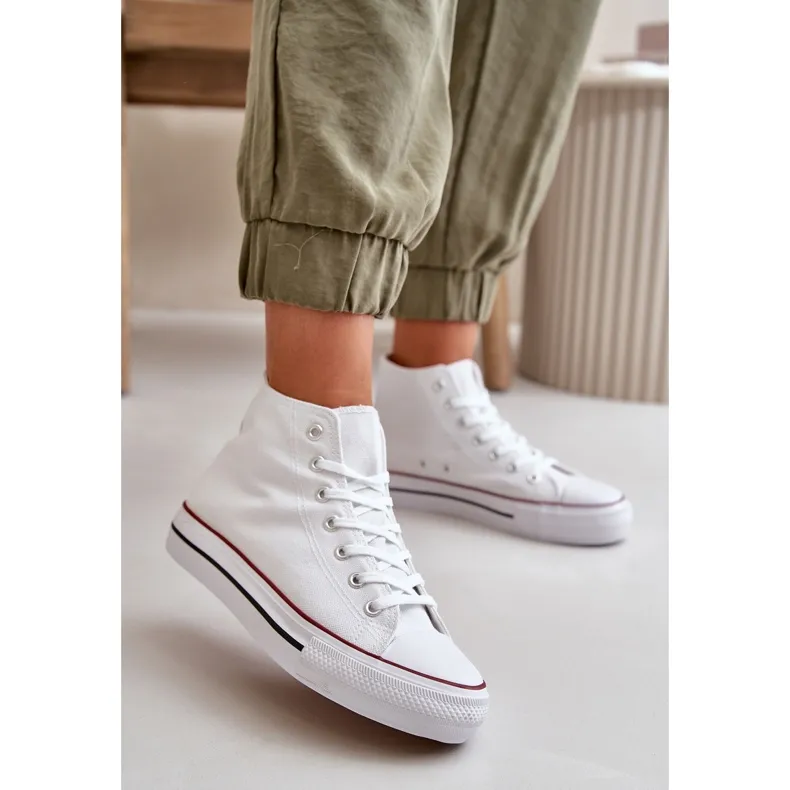 Women's Fabric Sneakers Over the Ankle White Onaria