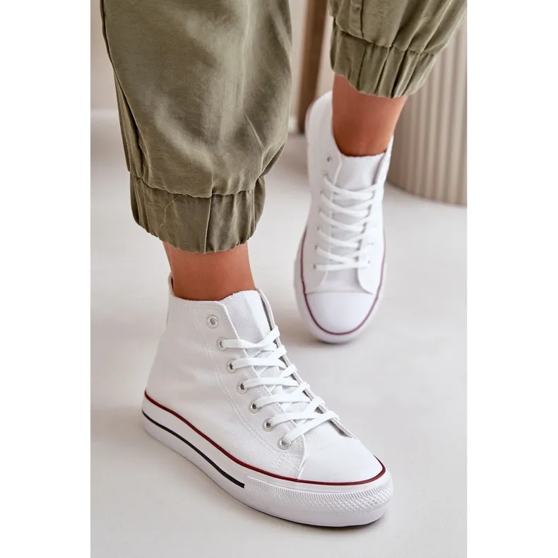 Women's Fabric Sneakers Over the Ankle White Onaria