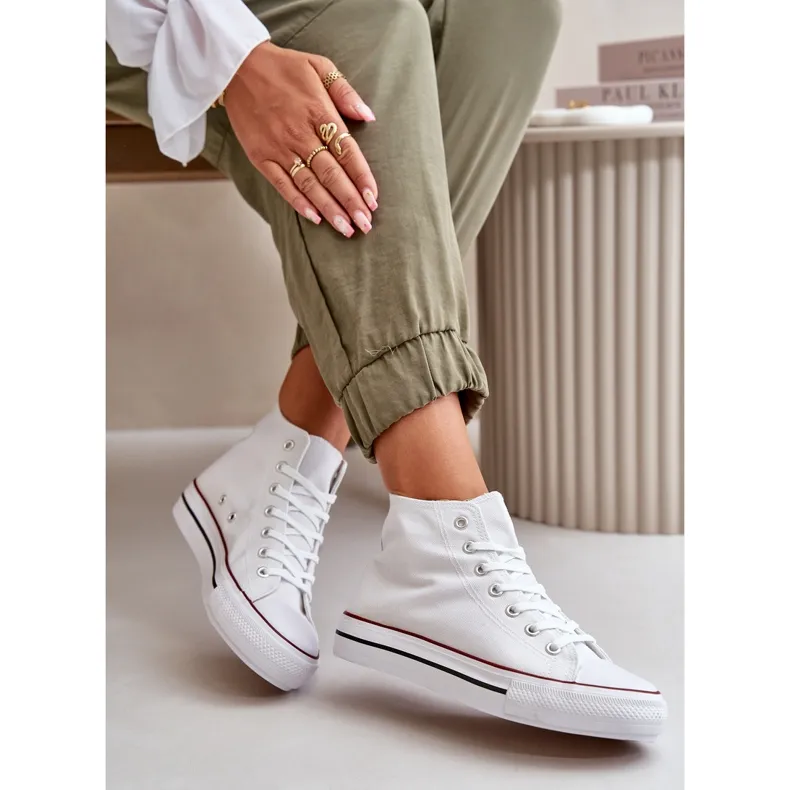 Women's Fabric Sneakers Over the Ankle White Onaria