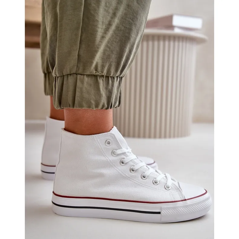 Women's Fabric Sneakers Over the Ankle White Onaria