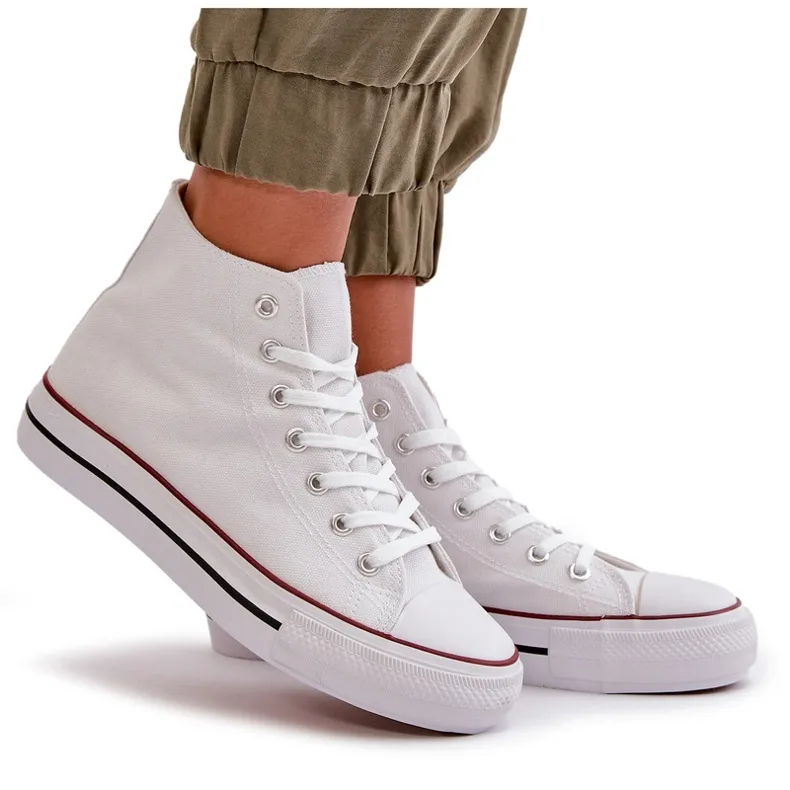 Women's Fabric Sneakers Over the Ankle White Onaria