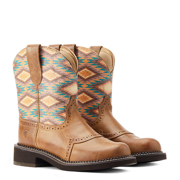 Women's Fatbaby Heritage Farrah Western Boot in Tan/Aztec