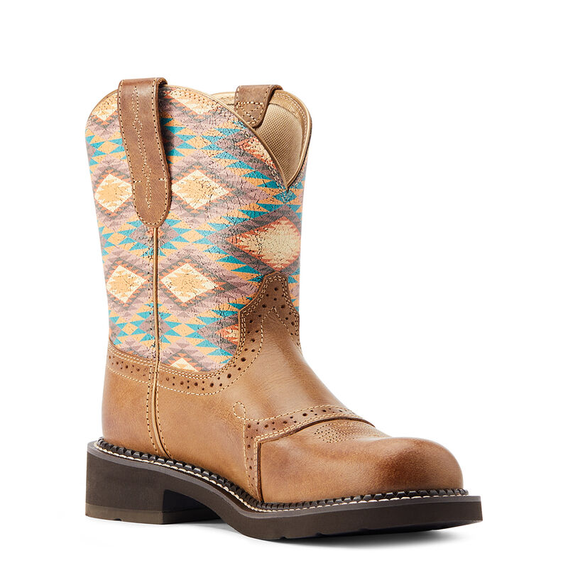 Women's Fatbaby Heritage Farrah Western Boot in Tan/Aztec