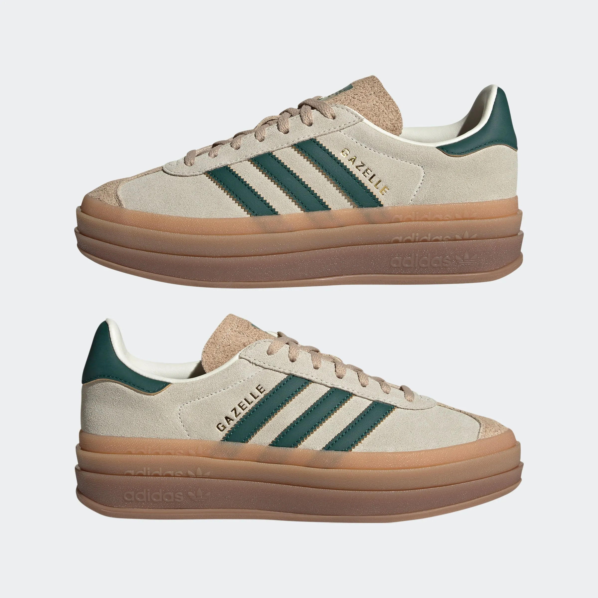 Women's adidas Originals Gazelle Bold Shoes Cream White Green