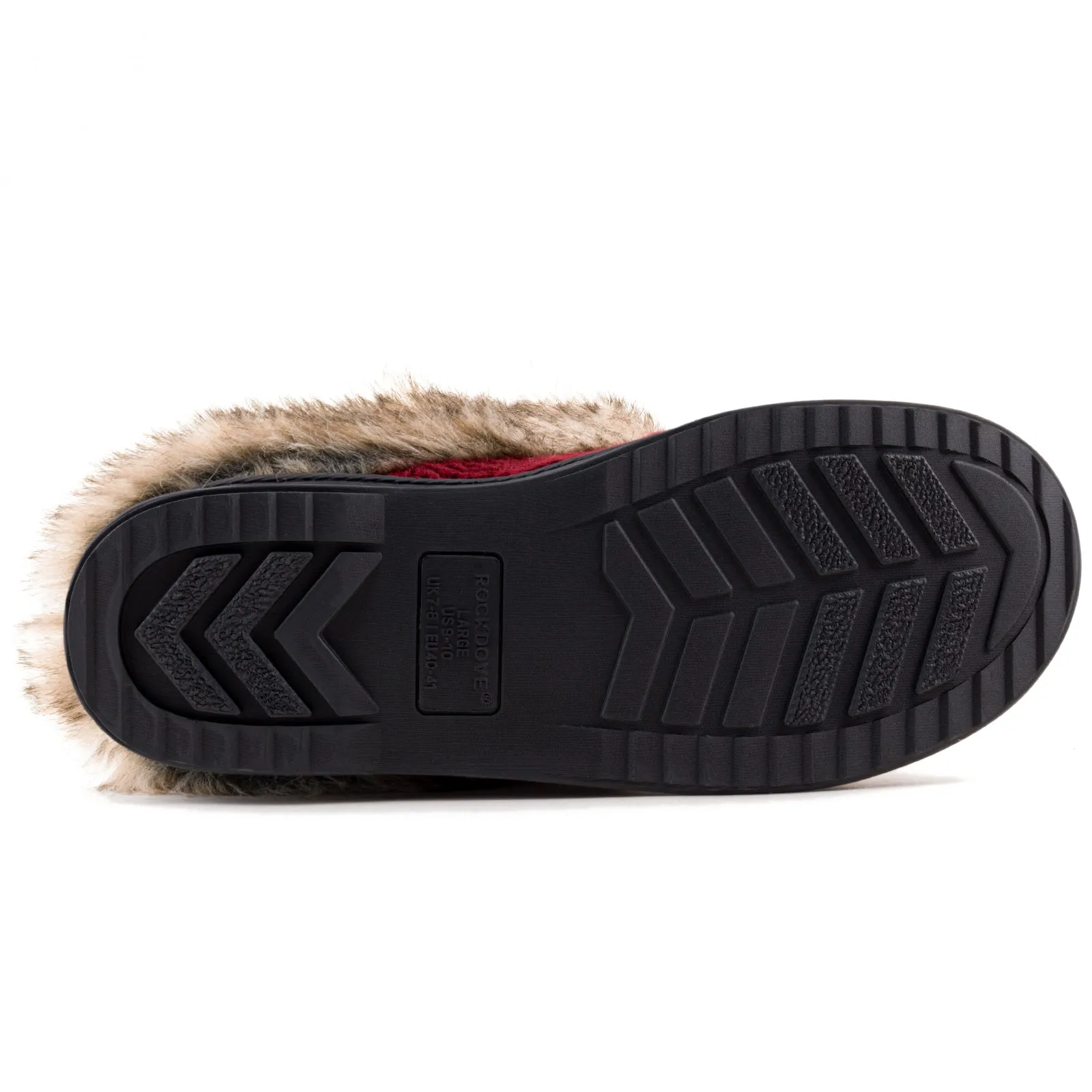 Women's Cable Knit Faux Fur Collar Slipper