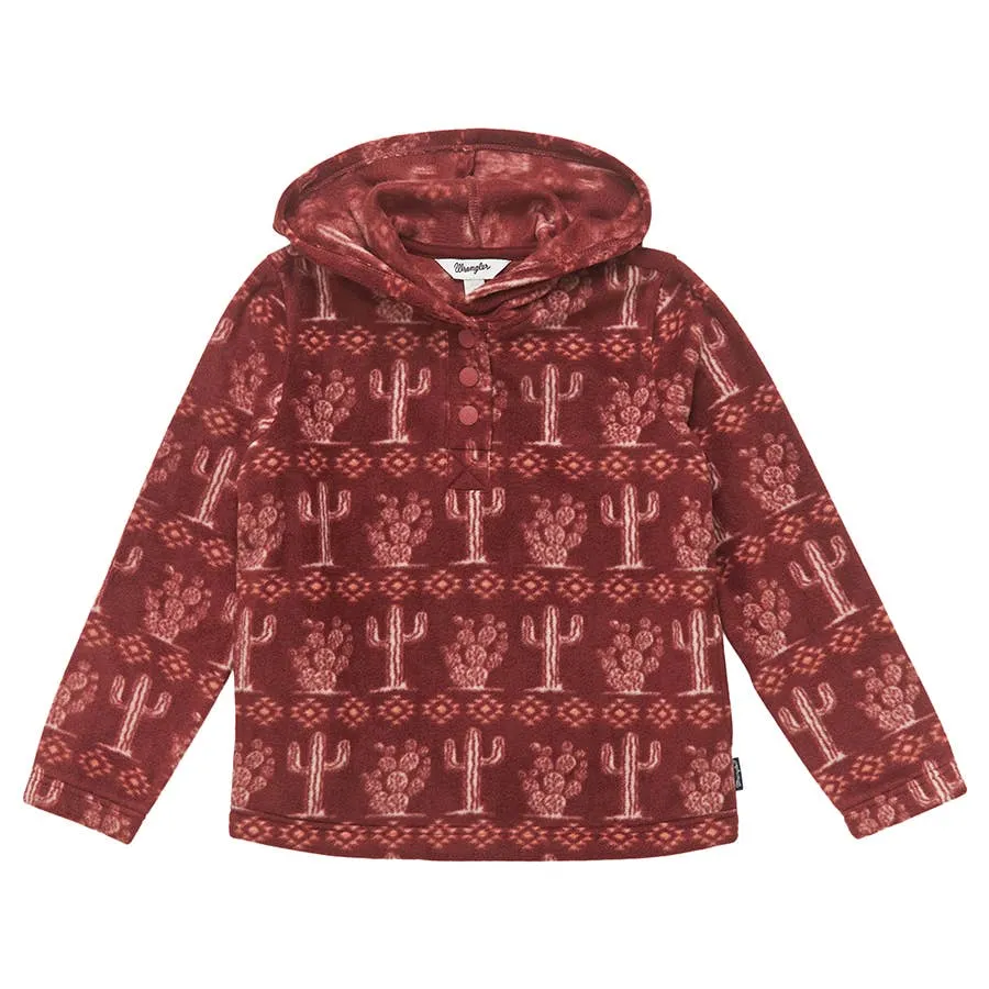 Wrangler Girl's Quarter Snap Hoodie - Burgundy